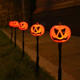 5 Außen Herbst/Halloween Kürbis Steck Leuchten, LEDs orange, von Festive Lights -