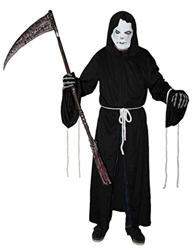 Foxxeo 40028 | Sensenmann Kostüm mit Maske Sensemann Sensenmannkostüm Halloween Halloweenkostüm L - XXXL, Größe:L/XL -