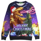 BFUSTYLE Frohe Weihnachten Drachen Sankt Druck Lässig mit langen Ärmeln Pullover Hemd -