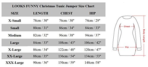 LOOKS FUNNY Premium Lustig Lange Weihnachtspullover Weihnachtspulli Long Pullis Strickpullover im Tunika-Stil f¨¹r Damen mit weihnachtlichen Motiven - L -